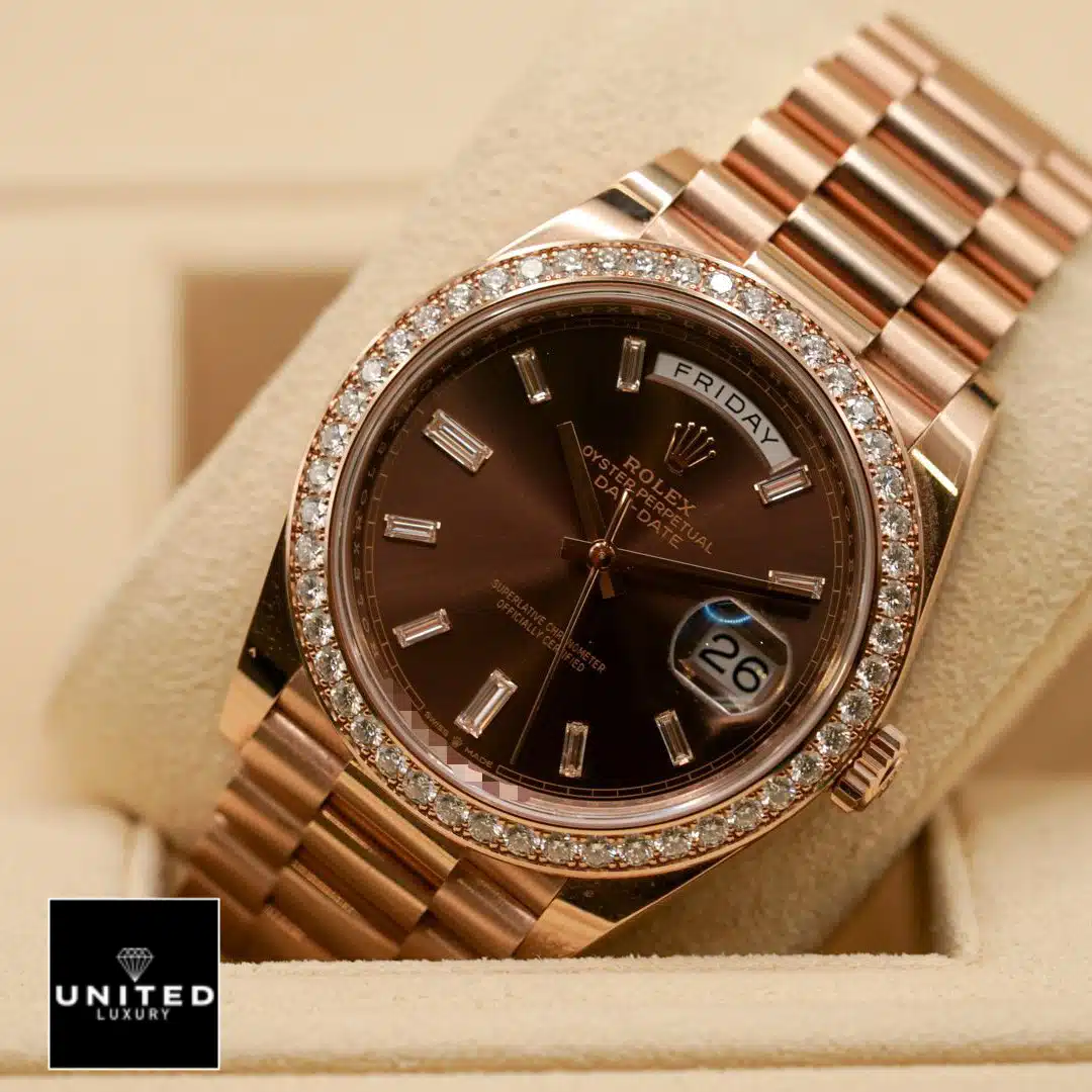 Rolex Day-Date 228345RBR "Chocolate Dial" Master Clone Quality Yeni Proje 1 8 Rolex Day-Date 40 228345RBR Chocolate Dial Diamond Indices Replica