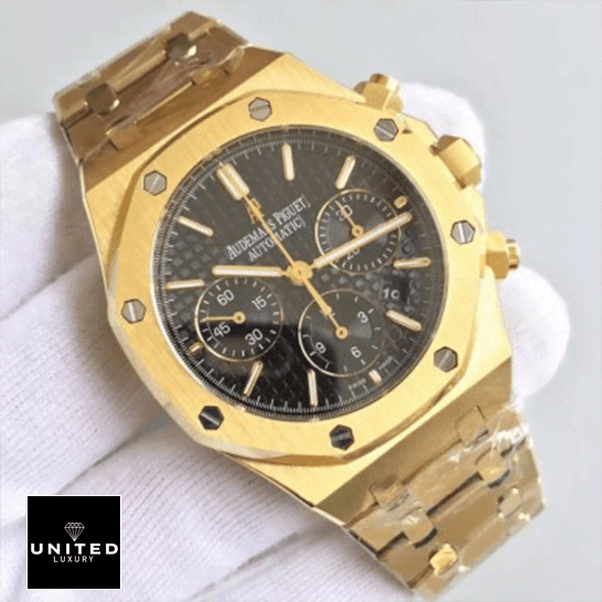 Audemars Piguet Royal Oak Chronograph 26320ST.OO.1220ST.01 "Blue Dial" Ultra Precision Replica audemars piguet royal oak chronogaph 26320 black dial Audemars Piguet Royal Oak Black Dial Replica on the white glove hand