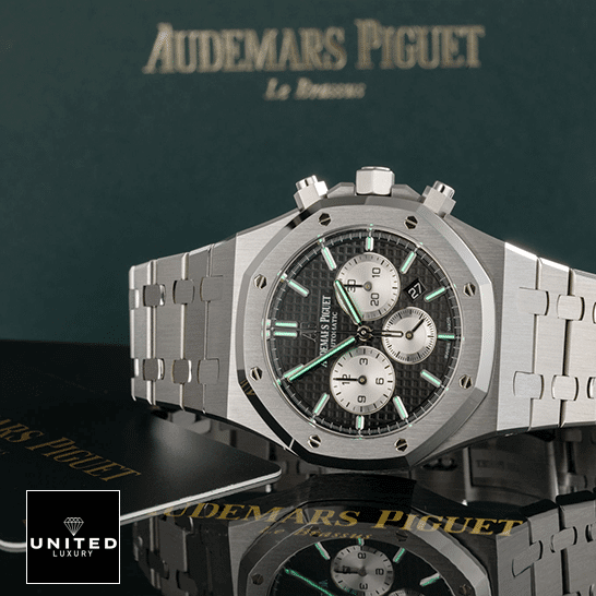 Audemars Piguet Royal Oak Chronograph 26331ST "Black Dial" Next Level Replica audemars piguet royal oak selfwinding 26331ST.OO .1220ST.02 replica black unitedluxurynet 1 1 Audemars Piguet Black Dial & Dial Phosphor Replica on the ap box