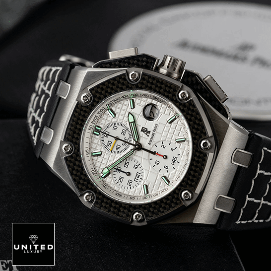 Audemars Piguet Royal Oak Offshore 26030IO.OO.D001IN.01 "White Dial" Exclusive Clone Edition audemarspiguet royaloakoffshore 26030IO.OO .D001IN.01 replica luminance Audemars Piguet Royal Oak Offshore Stainless Steel Bezel Replica on the ap box