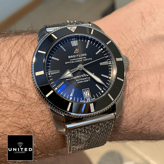 Breitling Superocean Heritage AB2010121B1A1 Black Dial Replica on the man wrist