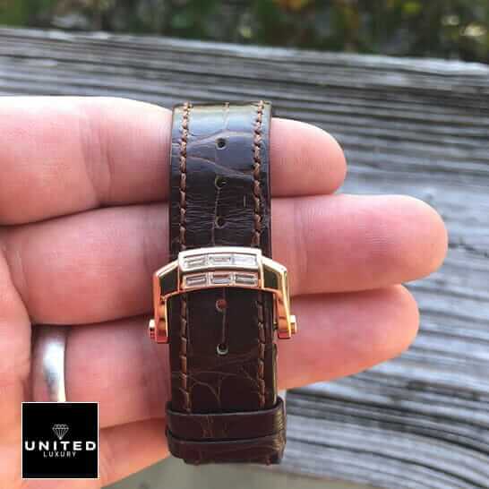 Patek Philippe Nautilus 5724 "Baguette Diamonds" 1:1 Clone Edition patek philippe baguette replica Patek Philippe Leather Brown Bracelet Gold Clasp Replca on the hand