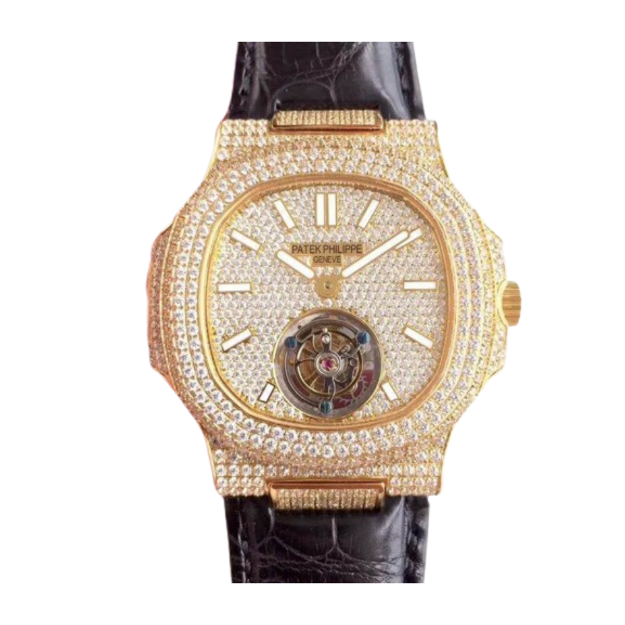 Patek Philippe Nautilus 5711 Tourbillon “Jumbo” Yellow Gold Dial Signature Replica 1:1