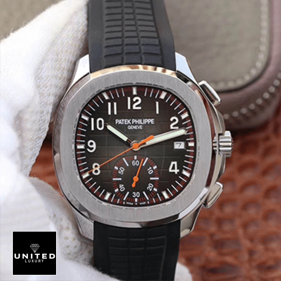 Patek Philippe Aquanaut Chronograph 5968A-001 Perfect Clone Edition patek philippe aquanaut Patek Philippe Aquanaut 5968A001 Black Rubber Bracelet Replica on the hand