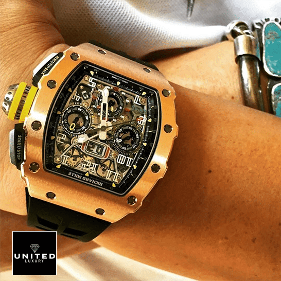 Richard Mille RM 11-03 "Rose Gold" Master Clone Quality richard mille rm 011 Richard Mille RM01103 Rose Gold Flybac Replica on the wrist