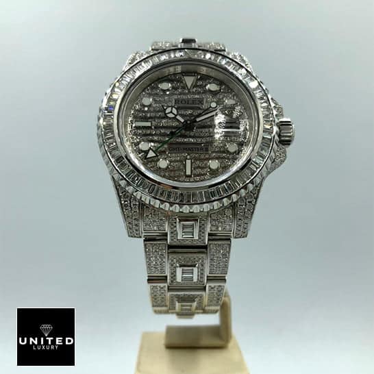 Rolex GMT-Master II 116759SARU "Full Diamond" Elite Super Clone rolex full diamond replica3 Rolex GMT-Master II Custom Diamond Set 116710LN Iced Out Replica Gem-Set bezel