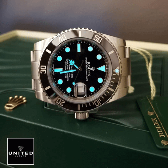 Rolex Submariner Date 116610LN "Black Ceramic" Collector’s Clone 1:1 rolex submariner ceramic bezel black dial 116610ln lumunances 1 Rolex Submariner Ceramic 116610ln-0001 Luminous Dial Replica on the Green Rolex Box